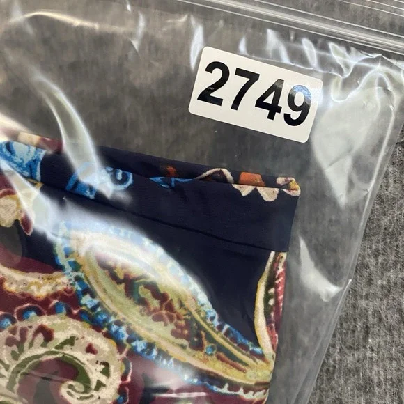 Cocomo Top Womens 1X Blue Paisley Artsy Tie Front Stretch Flowy Popover Office - Picture 9 of 9